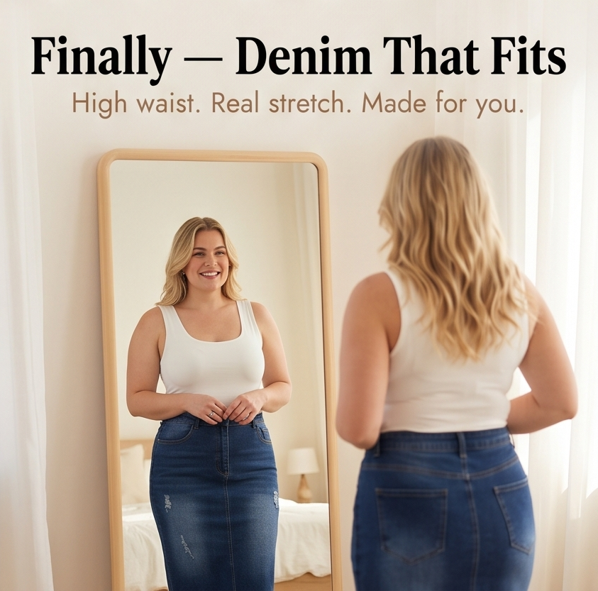 Veluna – Curve-Flattering Frayed Hem Denim Skirt