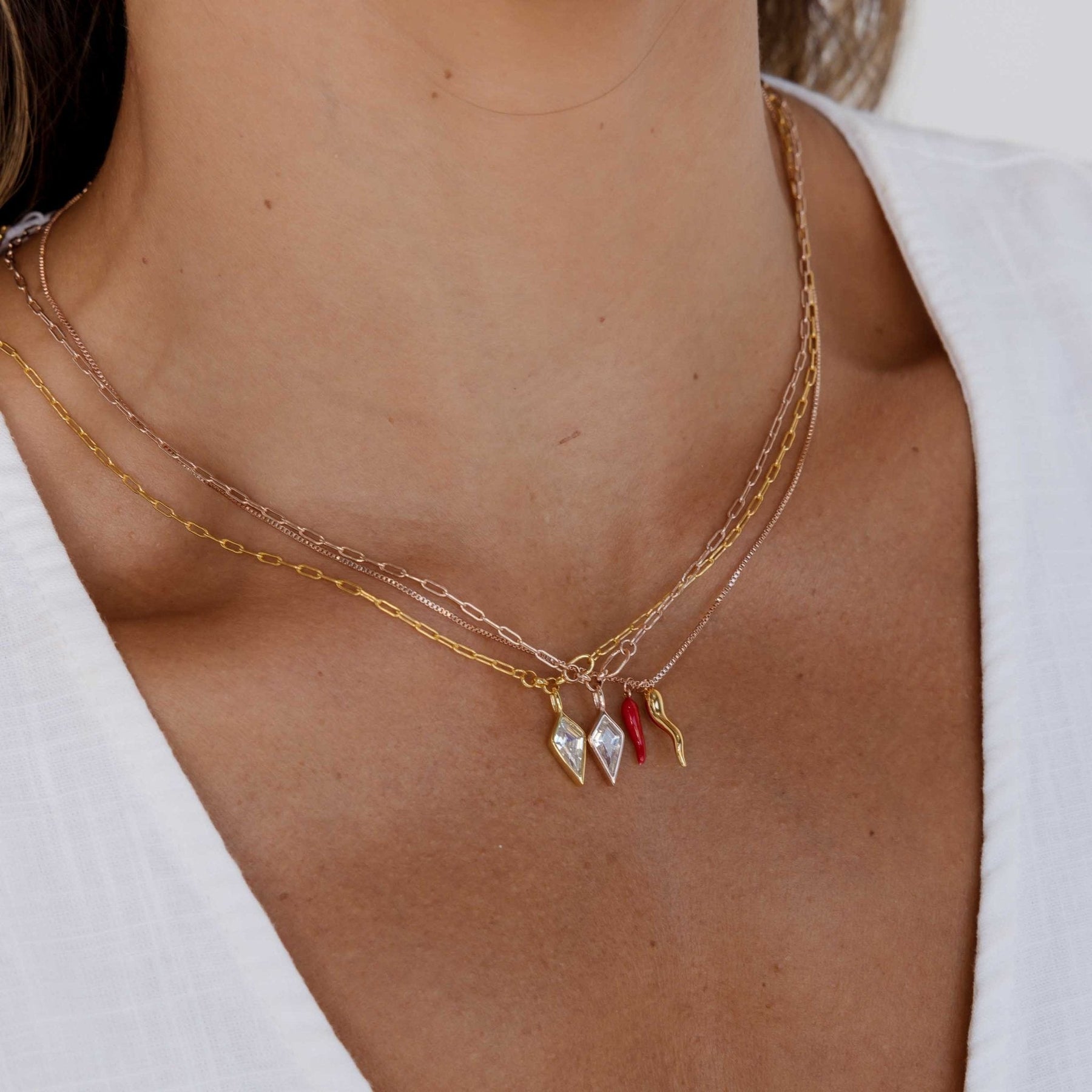 Drop Spike Link Necklace