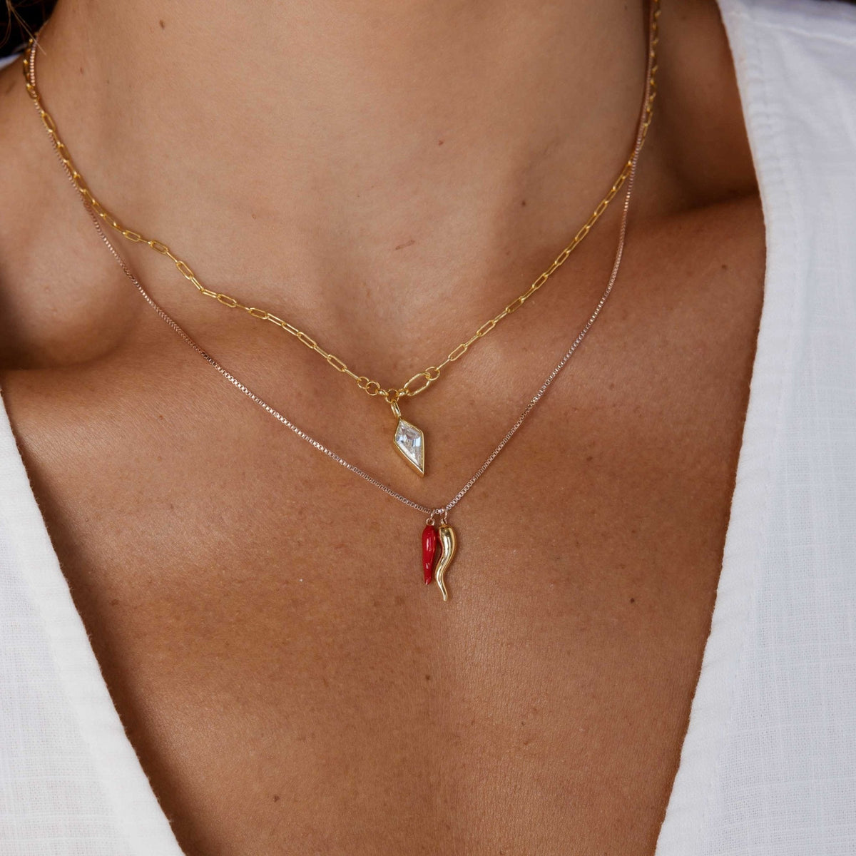 Drop Spike Link Necklace