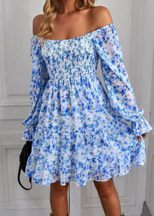 Aria Robe Midi Woman – Floral Dress with Ruffles, U Neckline & Summer Fitted Cut