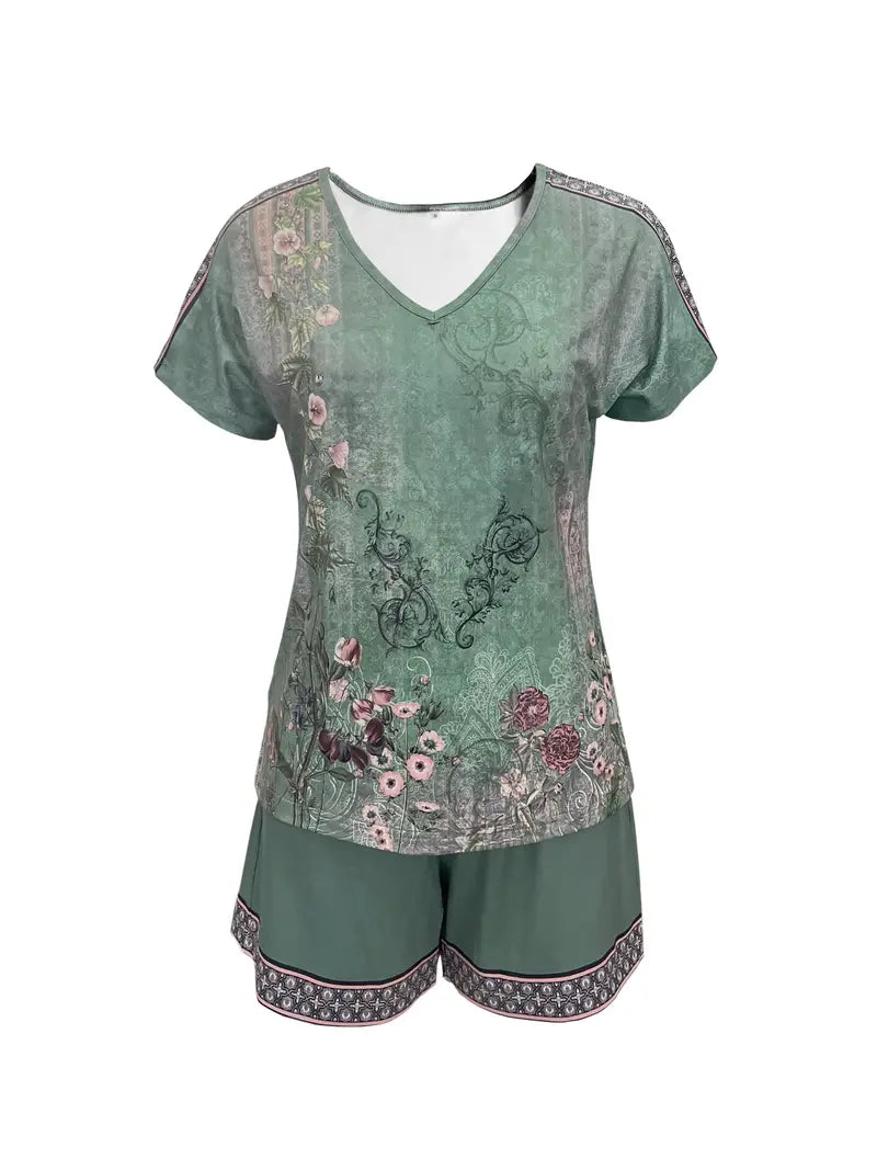 Skylar Women's Ensemble – Light Set with Shorts & Floral Printed Top for Chic Summer Look