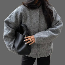 Mylah Blouson Bomber Bouclé Woman – Oversized Textured Design with Discreet Closure