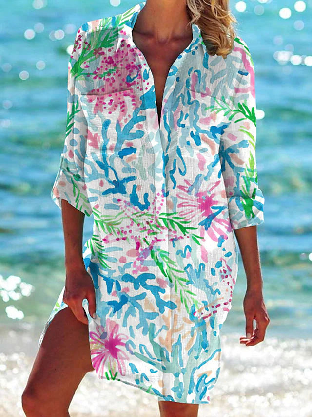 Ophelia Women's Beach Tunic – Flowing Summer Dress for Holidays & Leisure