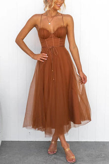 Ariana Robe Maxi Femme – Elegant Long Summer Dress Sleeveless with Round Neckline