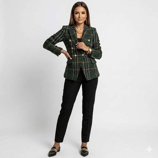 Camille Dubois | Tweed Check Blazer Jacket For Women