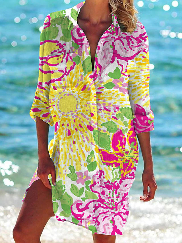 Ophelia Women's Beach Tunic – Flowing Summer Dress for Holidays & Leisure