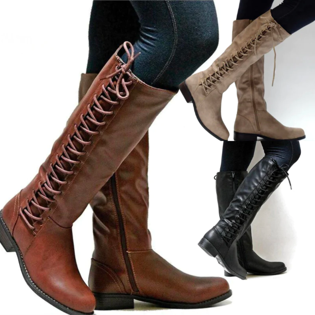 Avia High Boots Women in Leather – Comfortable Lace-up Boots with Non-slip Sole & Warm Lining