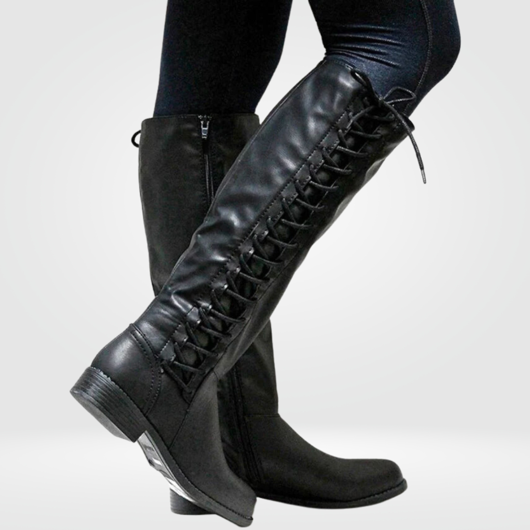 Avia High Boots Women in Leather – Comfortable Lace-up Boots with Non-slip Sole & Warm Lining
