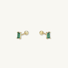 Emerald Baguette Barbell Stud Cartilage Earrings