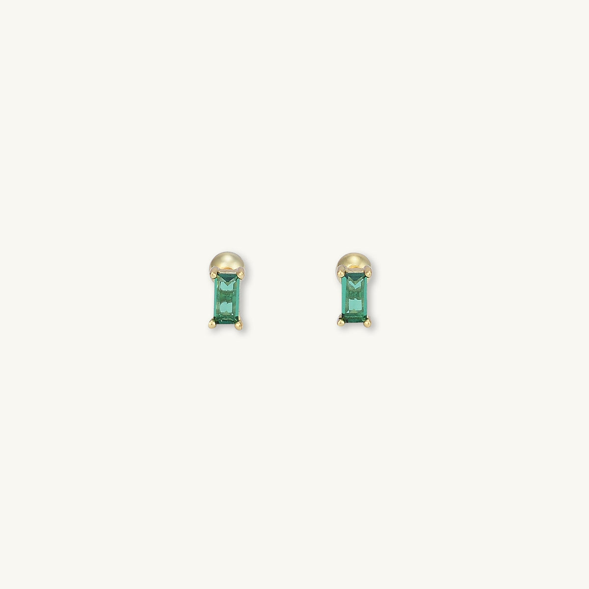 Emerald Baguette Barbell Stud Cartilage Earrings