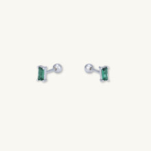 Emerald Baguette Barbell Stud Cartilage Earrings