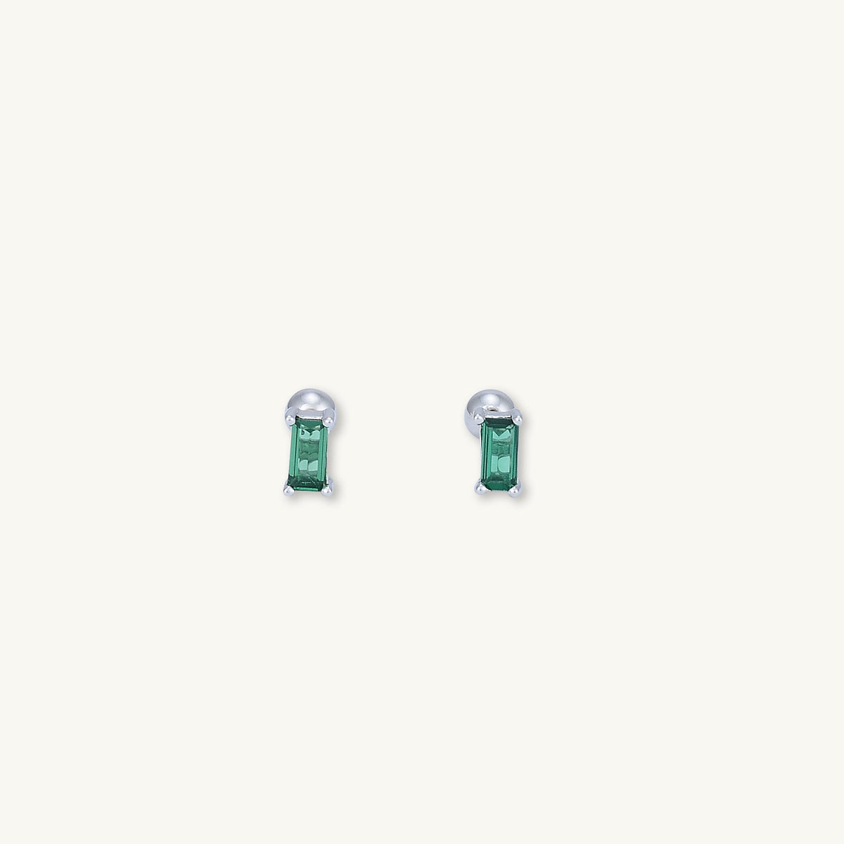 Emerald Baguette Barbell Stud Cartilage Earrings