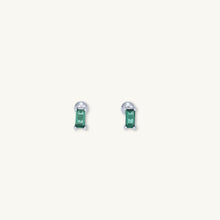 Emerald Baguette Barbell Stud Cartilage Earrings