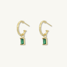 Emerald Baguette Drop Bezel Earrings