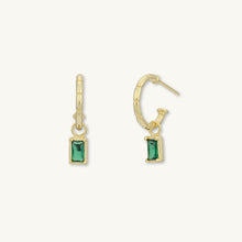 Emerald Baguette Drop Bezel Earrings