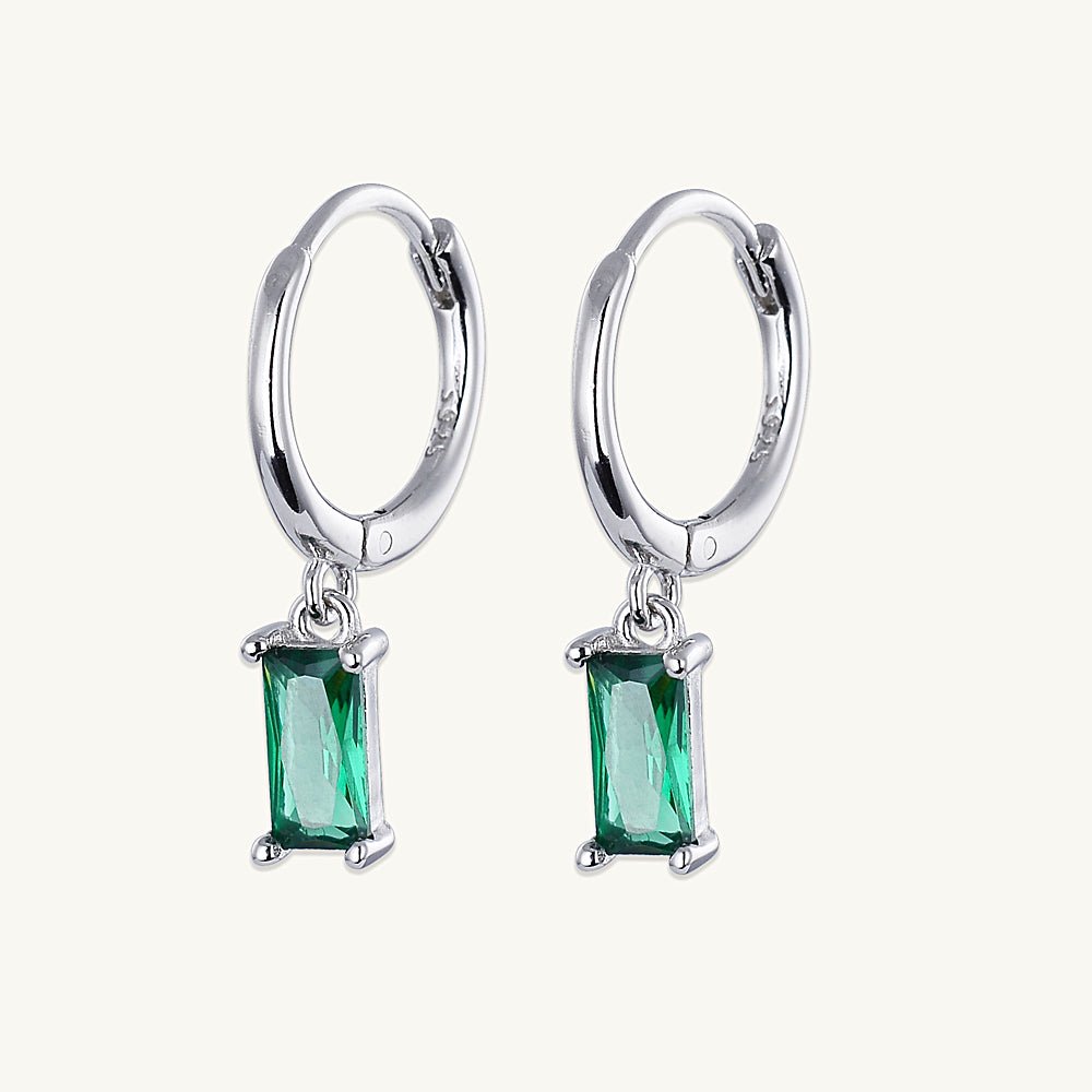 Emerald Baguette Hoop Earrings
