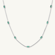 Emerald Baguette Station Necklace