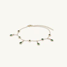 Emerald Dangly Teardrop Station Bracelet