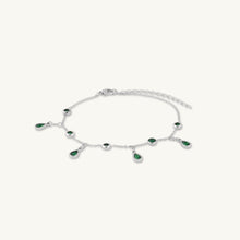 Emerald Dangly Teardrop Station Bracelet