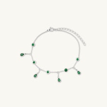 Emerald Dangly Teardrop Station Bracelet