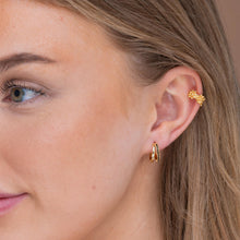 Emerald Double Zirconia Huggie Hoop Earrings