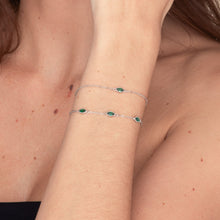 Emerald Evil Eve Marquise Chain Bracelet