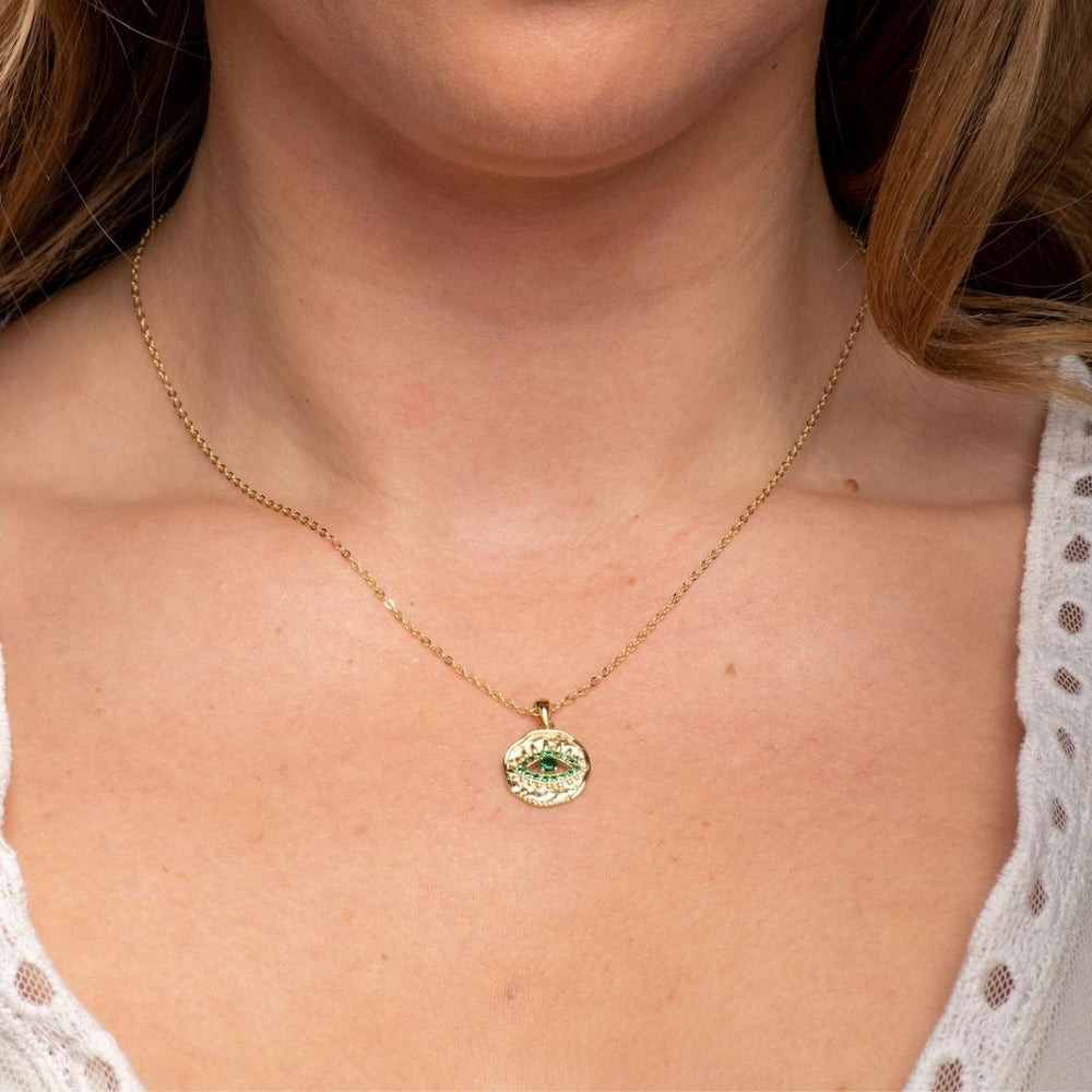 Emerald Evil Eye Pendant Necklace
