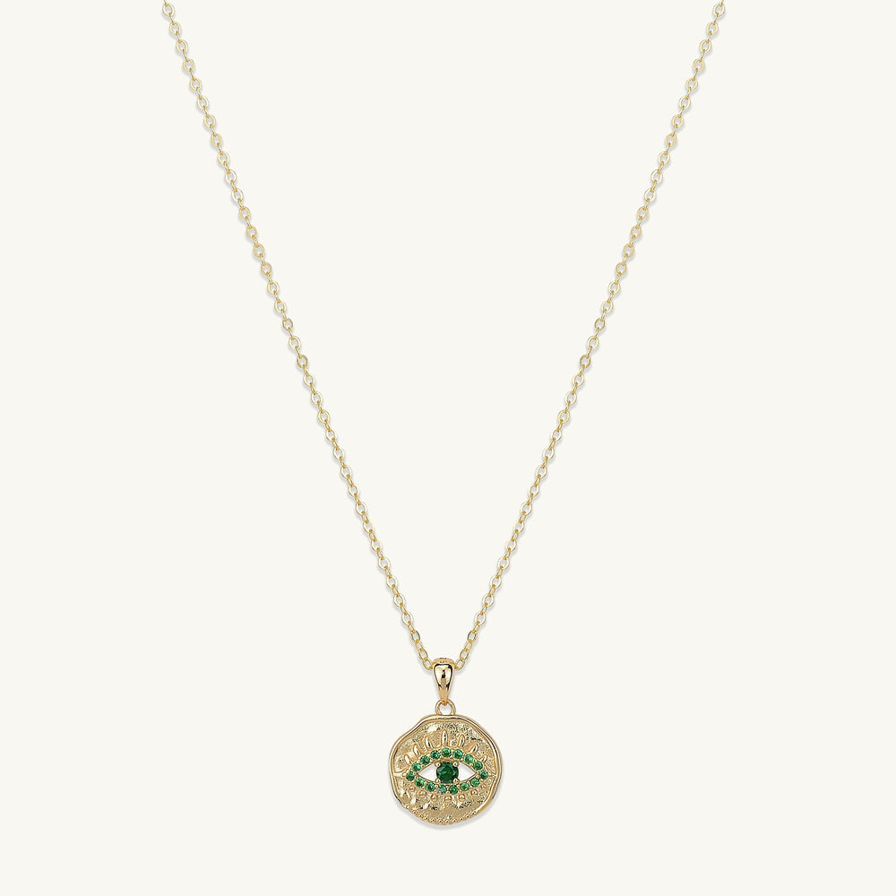 Emerald Evil Eye Pendant Necklace