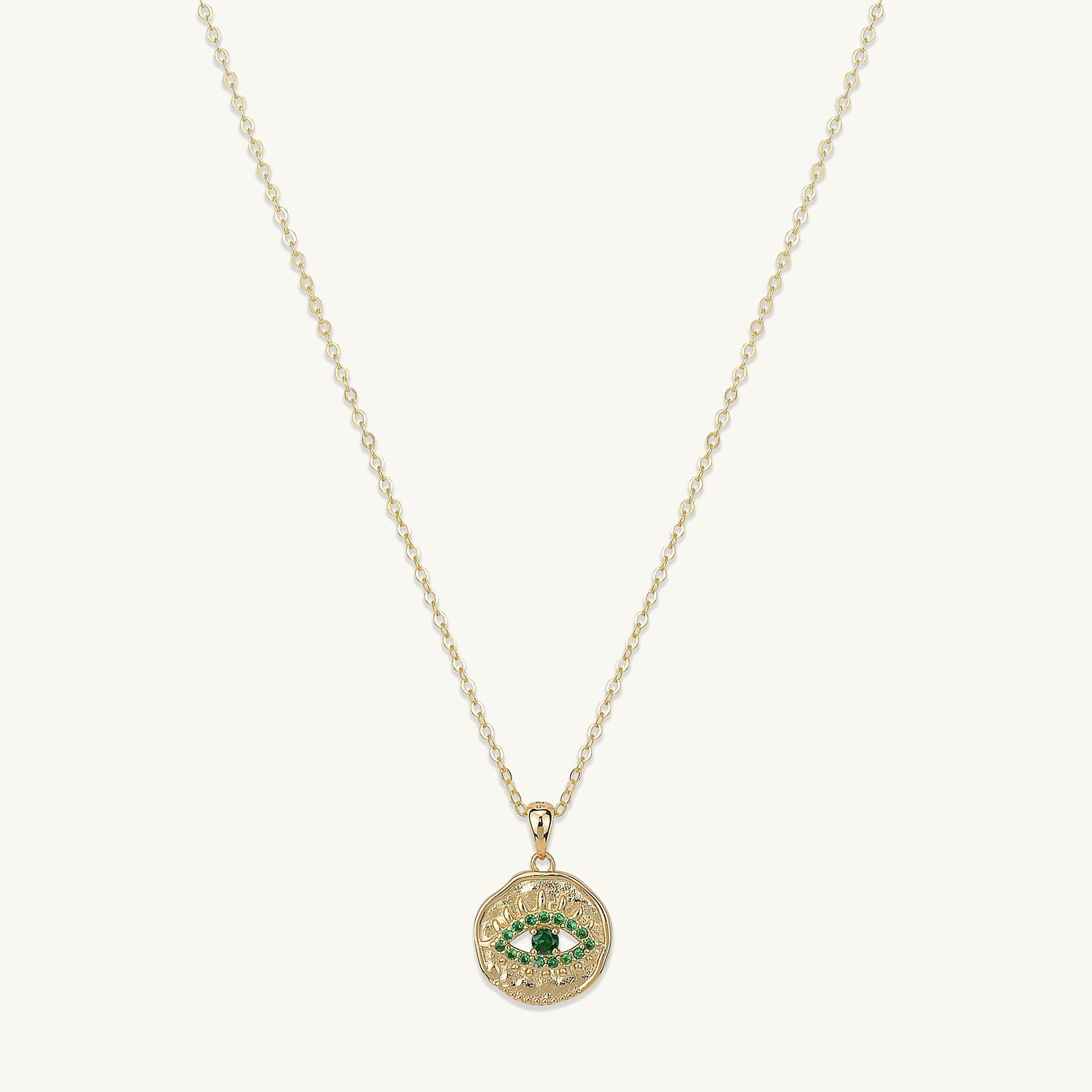 Emerald Evil Eye Pendant Necklace