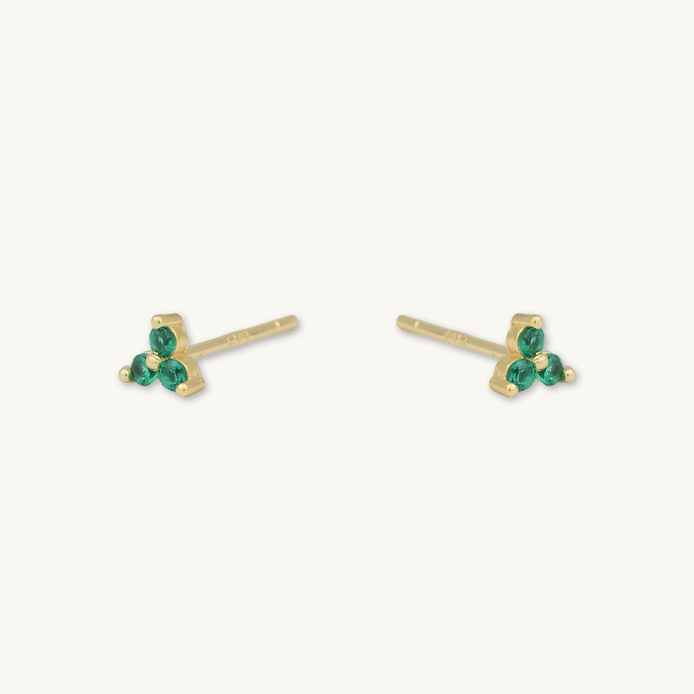 Emerald Lotus Sapphire Stud Earrings