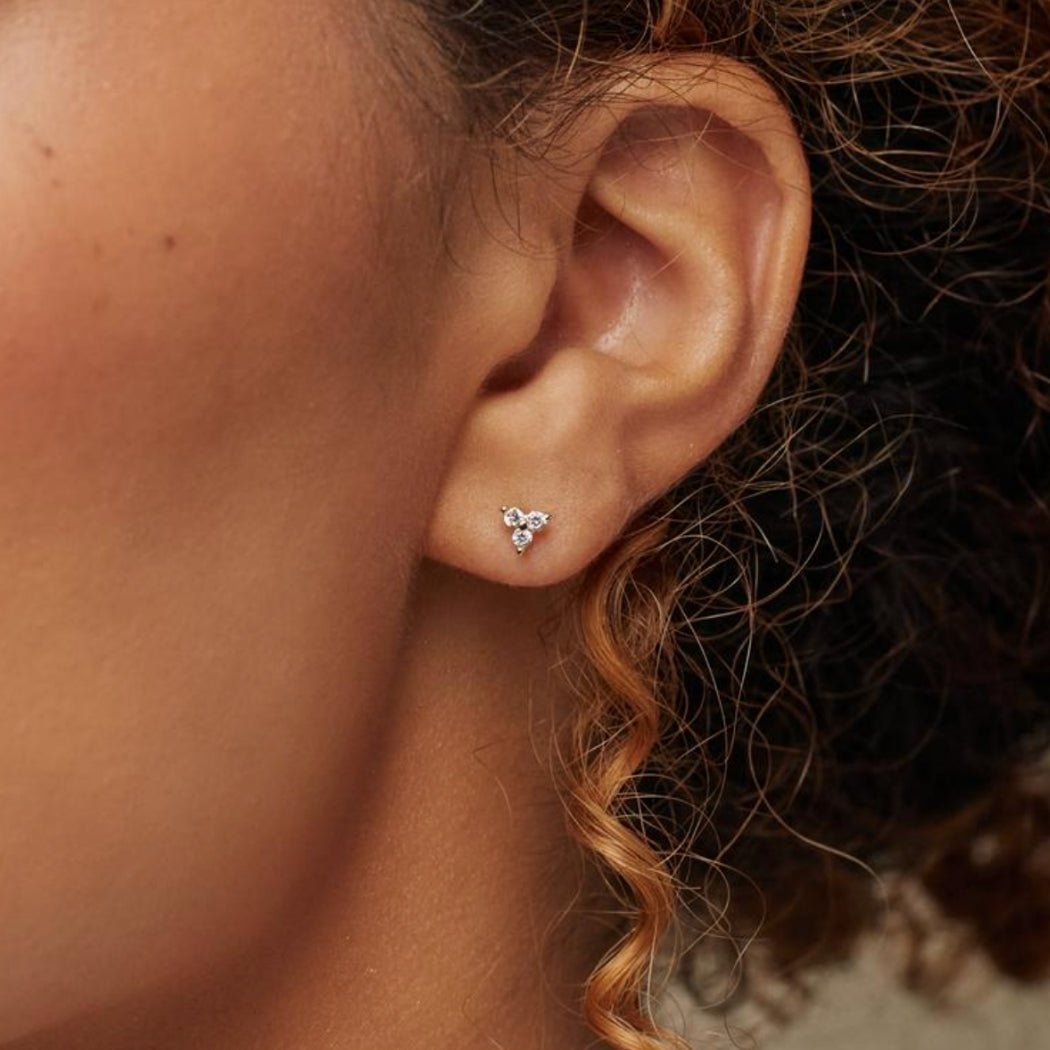 Black Lotus Sapphire Stud Earrings
