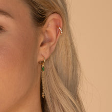 Emerald Marquise Sapphire Drop Huggie Earrings