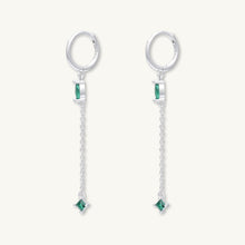 Emerald Marquise Sapphire Drop Huggie Earrings