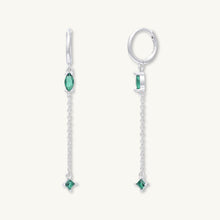 Emerald Marquise Sapphire Drop Huggie Earrings