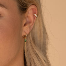 Emerald Marquise Sapphire Drop Huggie Earrings