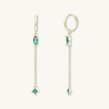 Emerald Marquise Sapphire Drop Huggie Earrings