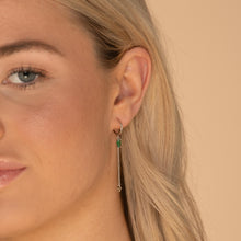 Emerald Marquise Sapphire Drop Huggie Earrings
