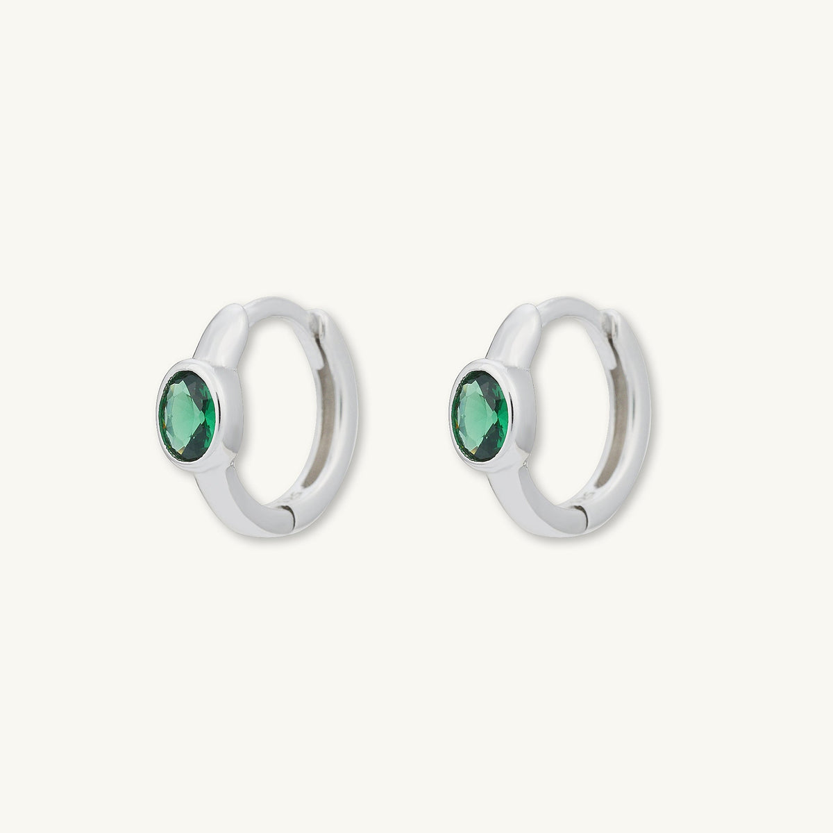 Emerald Oval Sapphire Huggie Earrings
