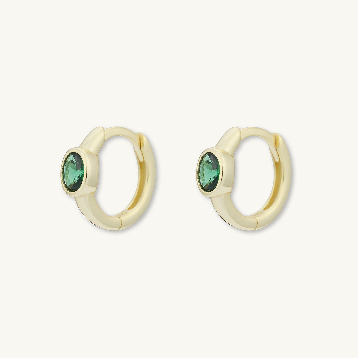 Emerald Oval Sapphire Huggie Earrings