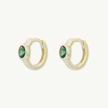 Emerald Oval Sapphire Huggie Earrings