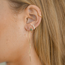 Emerald Oval Sapphire Huggie Earrings
