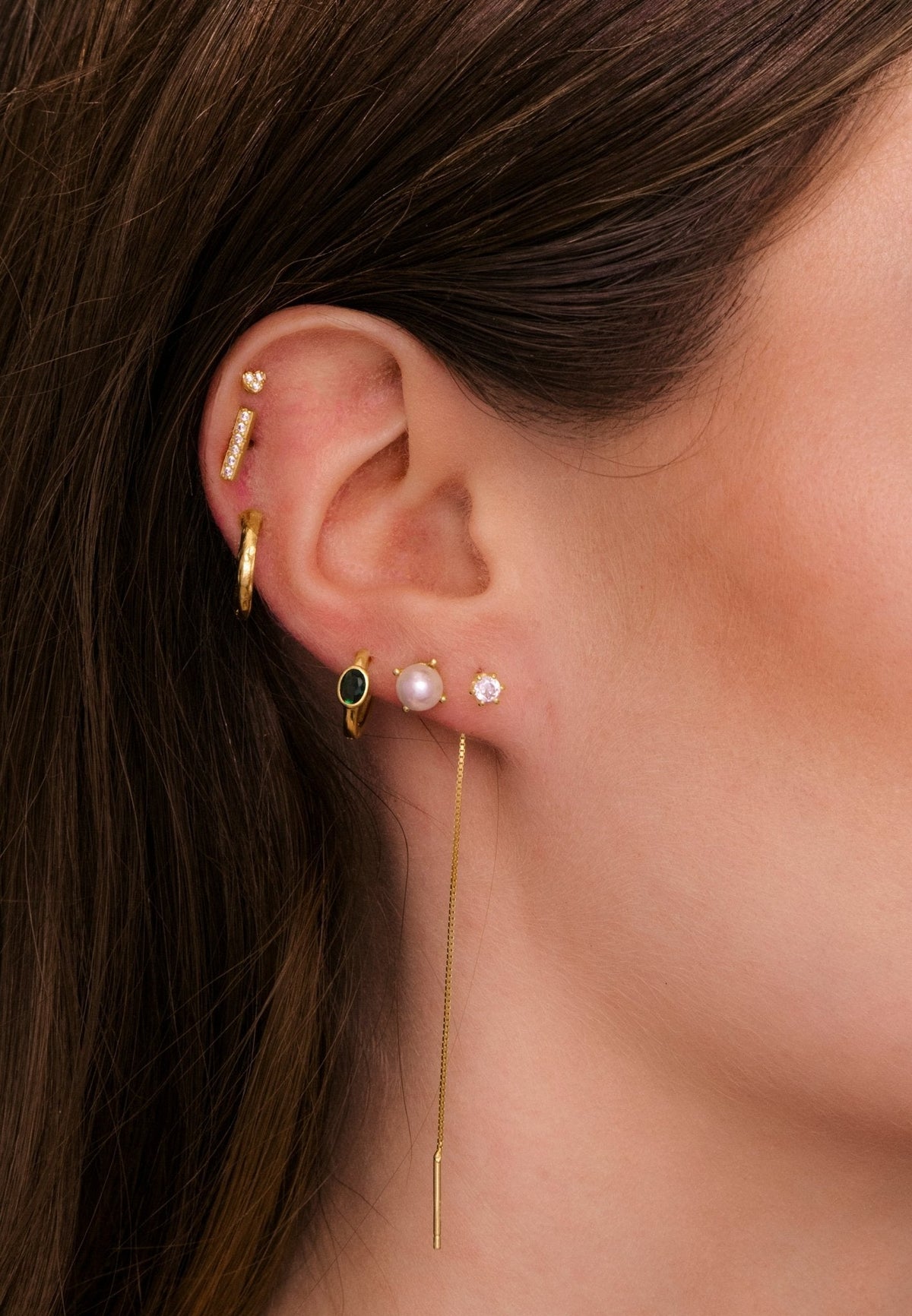 Emerald Oval Sapphire Huggie Earrings