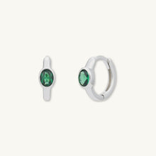 Emerald Oval Sapphire Huggie Earrings
