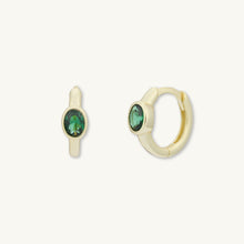 Emerald Oval Sapphire Huggie Earrings