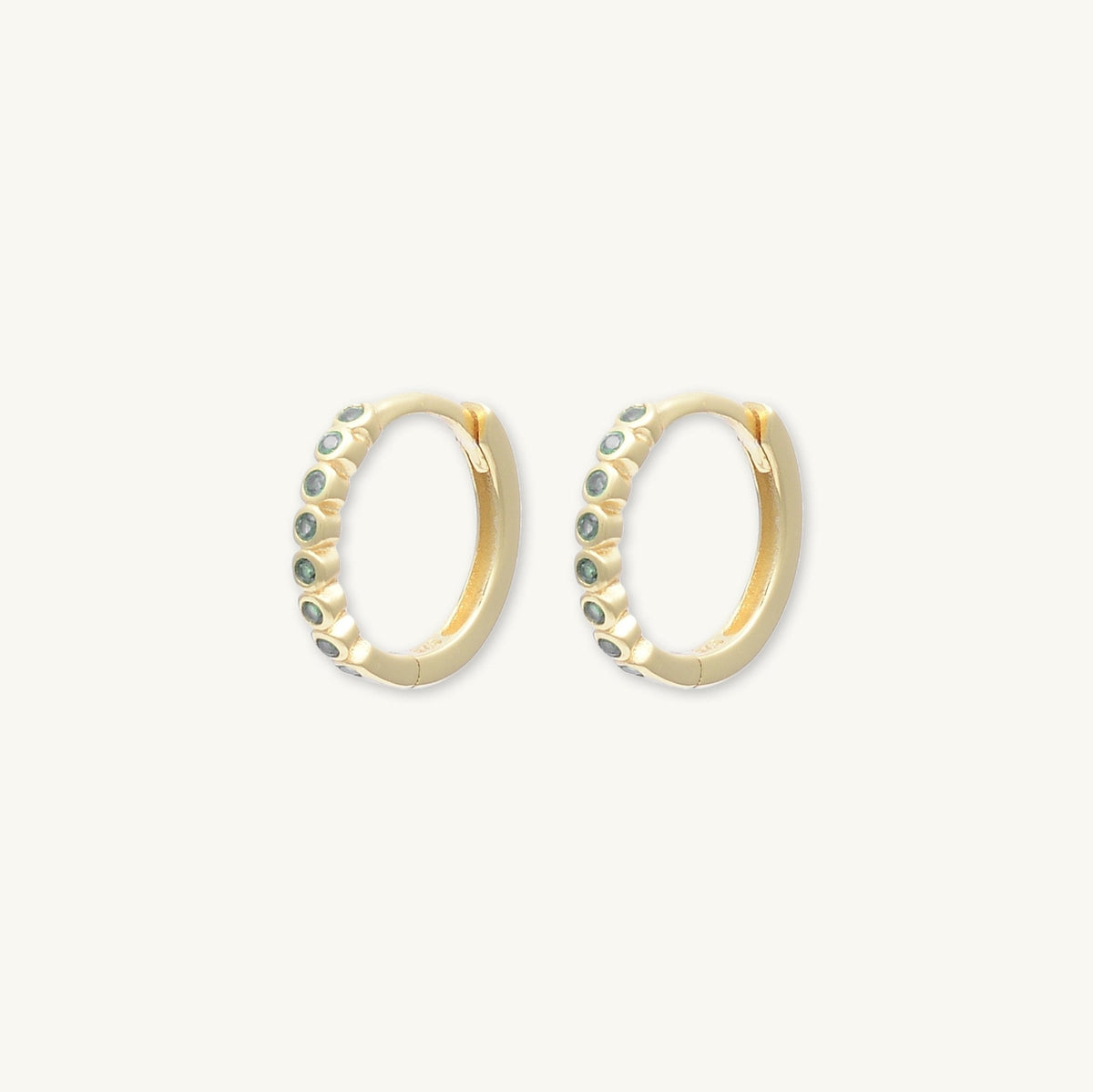 Emerald Round Sapphire Huggie Hoops