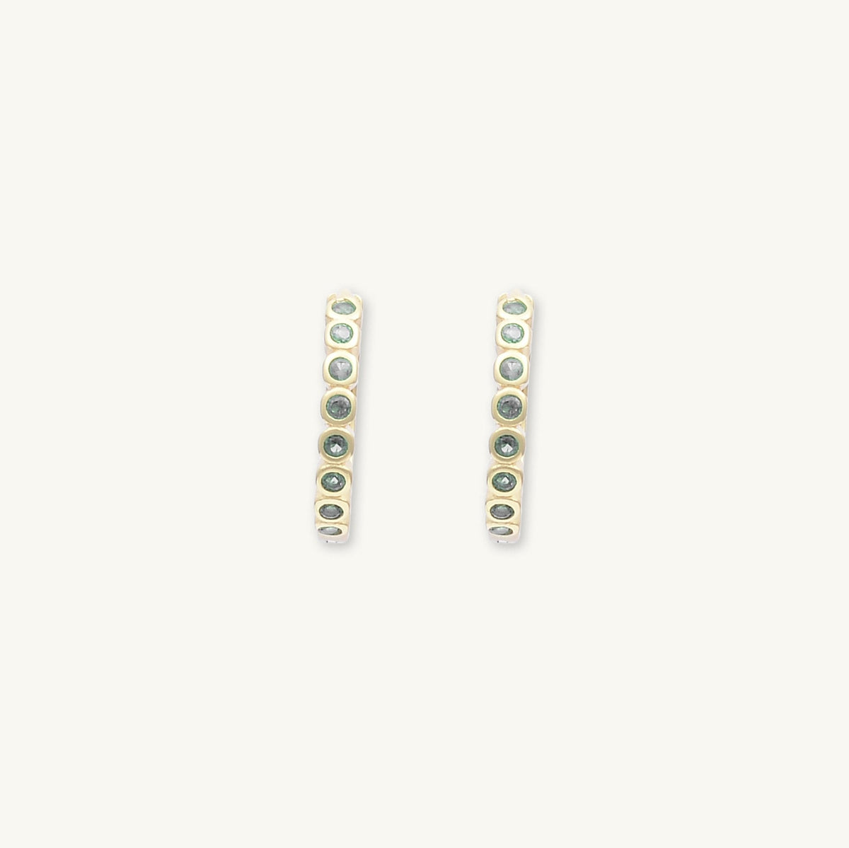 Emerald Round Sapphire Huggie Hoops