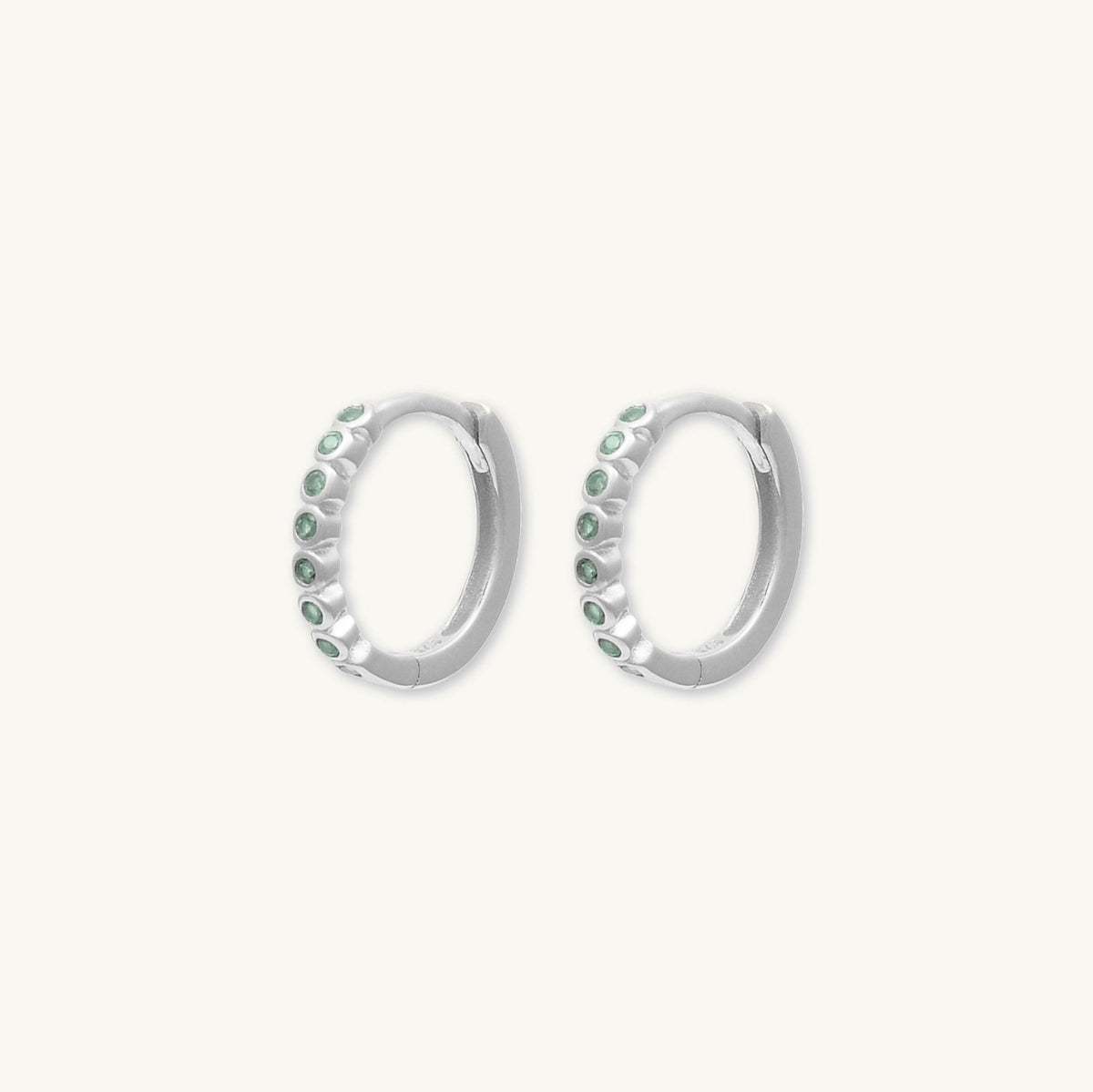 Emerald Round Sapphire Huggie Hoops