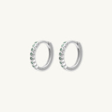 Emerald Round Sapphire Huggie Hoops