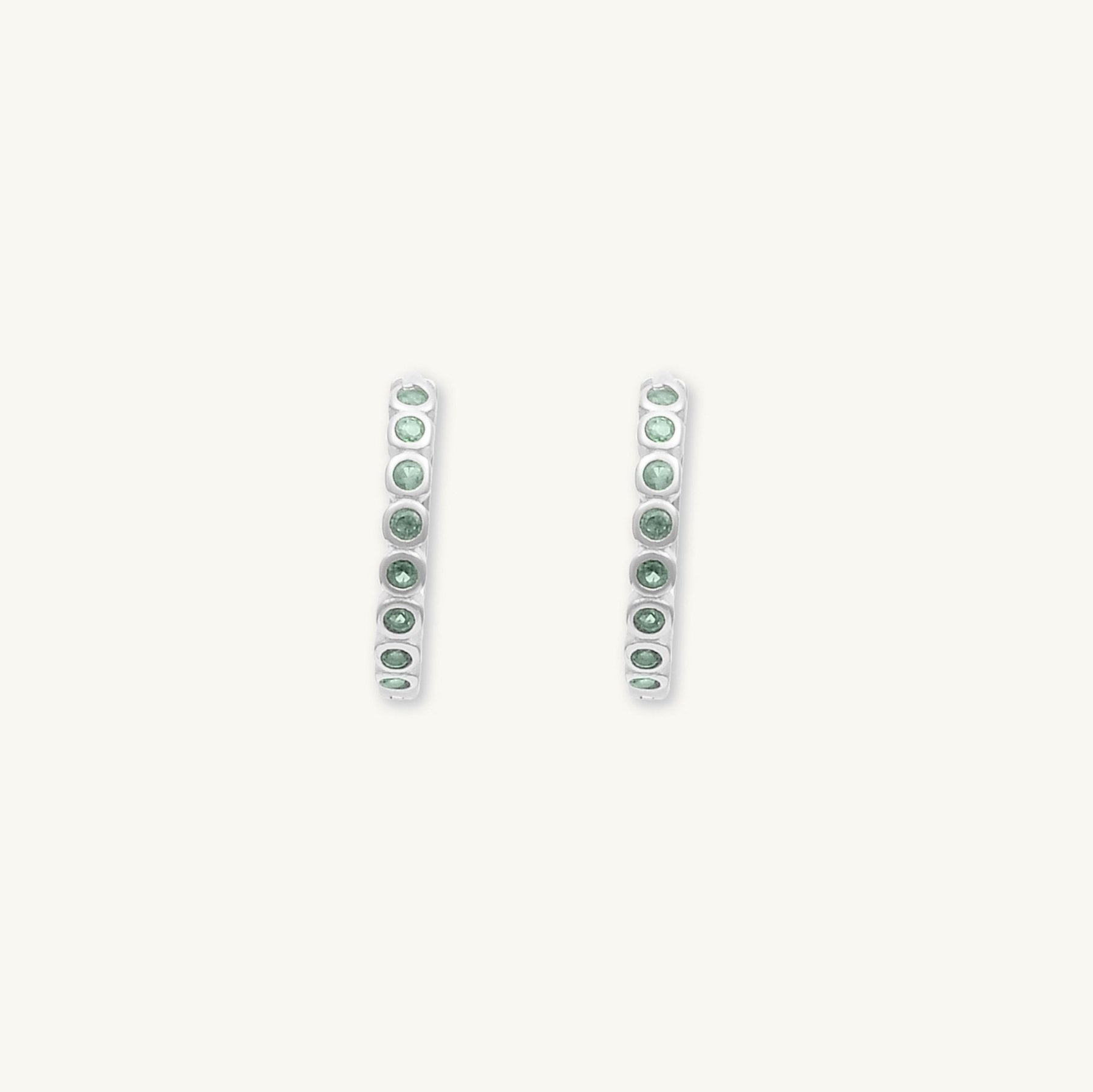 Emerald Round Sapphire Huggie Hoops