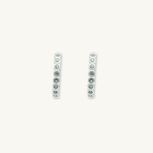 Emerald Round Sapphire Huggie Hoops